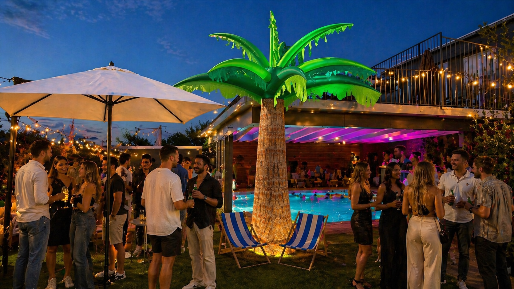  Poolparty mit unseren neuen Riesenpalmen (4.3m)